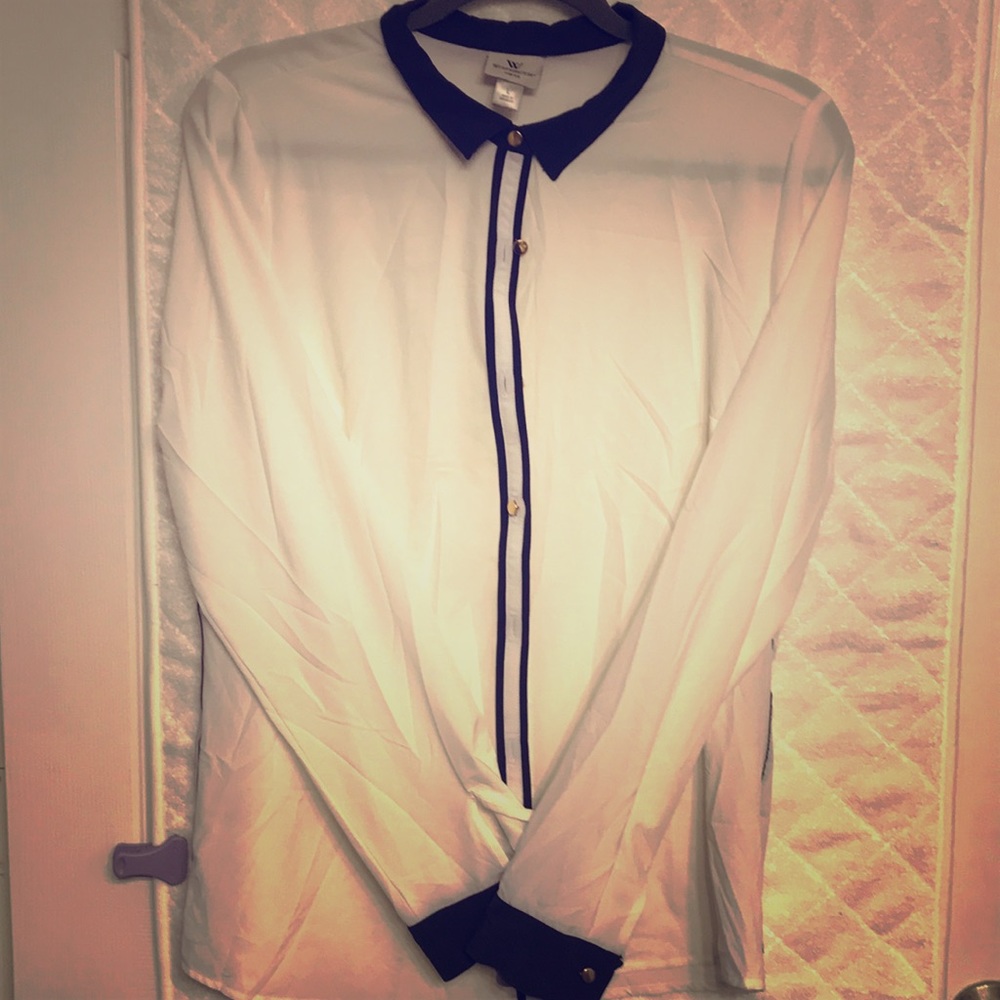 White buttoned down with black/gold accents
